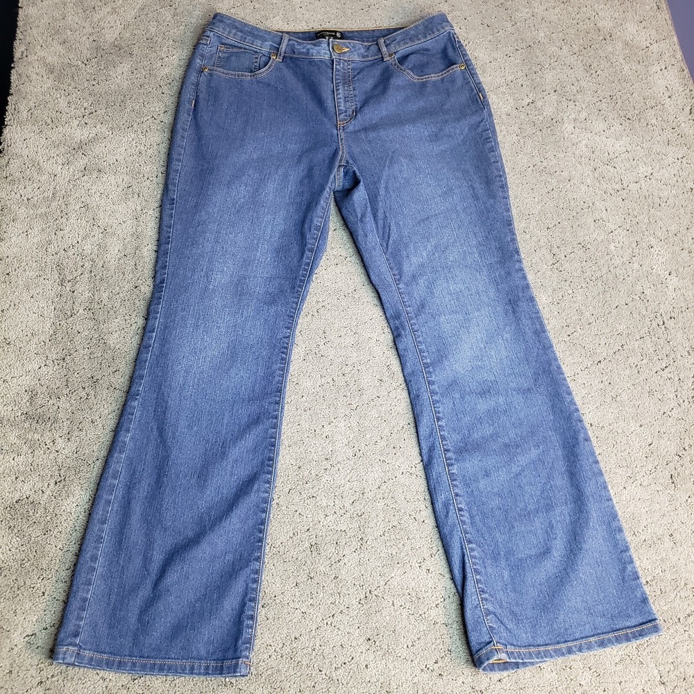 Susan Graver Jeans Womens 14 Blue Bootcut Denim Relaxed Stretch Flare Comfort